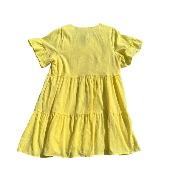 NWOT-FancyInn brand yellow tiered dress with pockets 💛 - Picture 2 of 7